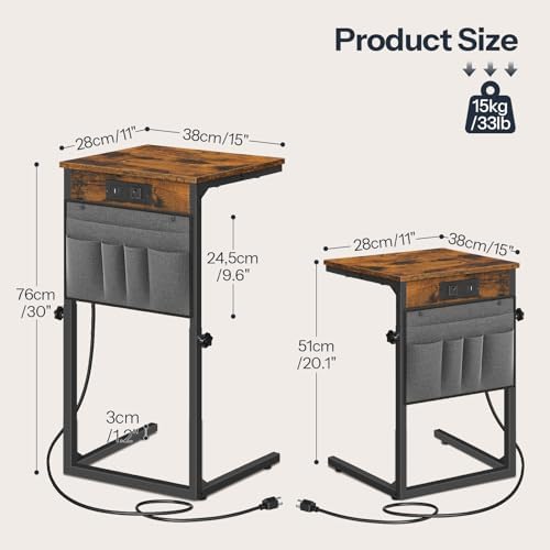 HOOBRO Side Table for Couch, Adjustable Height C Shaped End Table - Image 4