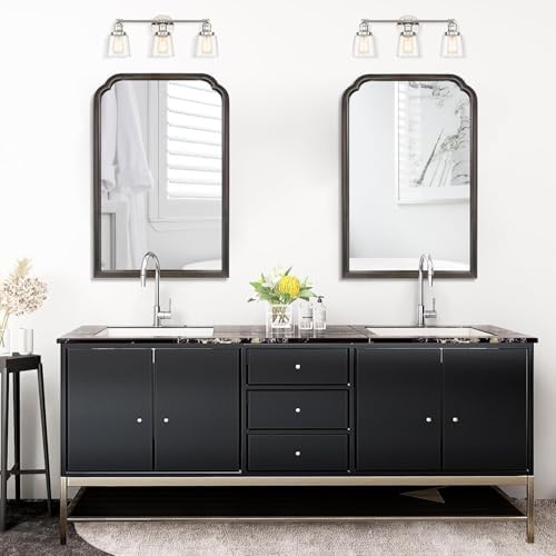 WallBeyond Wood Bathroom Mirrors for Wall Mounted, 20" x 30" Rustic Wood Frame Wall Mirrors Decorative for Living Room or Bedroom Vanity Mirror (Black) - Image 3