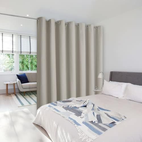 NICETOWN Room Divider Curtain Screen Partitions, Basement Hospital Medical Clinic Spa Lab Cubicle Curtain Divider Privacy Screen, Patio Door Curtain (Natural, 1 Panel, 12.5ft Wide x 7ft Long) by NICETOWN