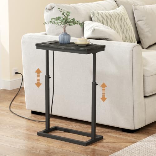 TUTOTAK End Table with Charging Station, Side Table, Tall Couch Table by ChoosetutotakFurnitureBuildYourCozyHome