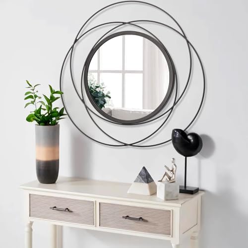 Black Circle Mirror Mounted Round Decorative Mirrors Circle for Bathroom Vanity, Living Room or Bedroom Entryway 24" x 24" - Image 5