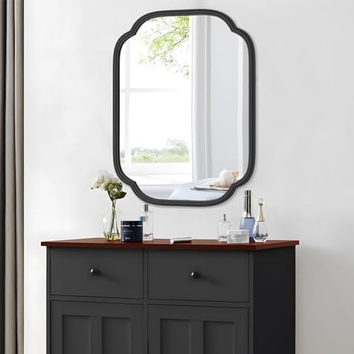 Ferytange Black Bathroom Mirror for Wall, 18" x 24" Rectangular Wall Mirror for Bathroom Metal Frame Farmhouse Rounded Corner Wall Mirror (Horizontal/Vertical) - Image 6