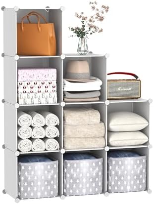 C&AHOME Cube Storage Organizer, 9-Cube Bookcase, Closet Cabinet Milky by CAHOME