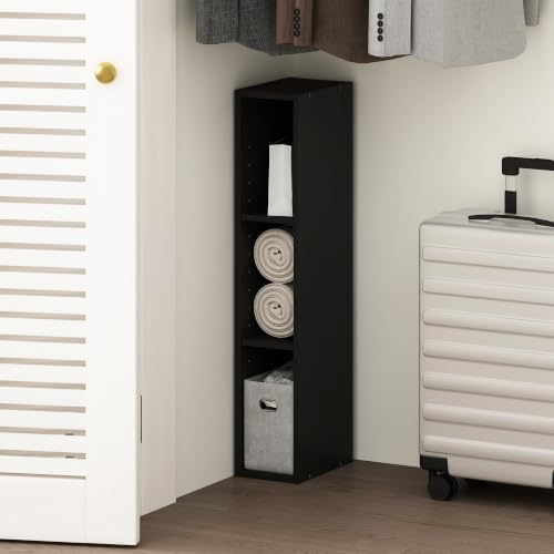 Furinno Reed 3-Tier Closet Organizers and Storage, Closet Organizer, Open Shelf Closet Storage, for Wardrobe, Bedroom, Living Room, 6-Inch Width, Blackwood by Furinno-FitsYourSpaceFitsYourBudget