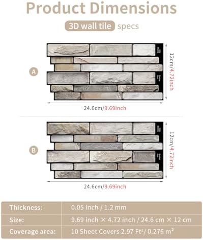 3D Textured Peel and Stick Backsplash,20-Piece PVC Tiles,Granite | Waterproof & Durable, Perfect Decor for Kitchen, Bathroom and Home Wall Renovation - Image 3