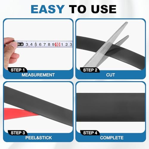 uxcell Black Peel and Stick Molding Trim, 0.8 Inch x 19.7 ft Self-Adhesive Mirror Tape, Flexible PVC Border Strip for Wall Decoration Tile Edge Ceiling Floor Frame Furniture Decoration - Image 5