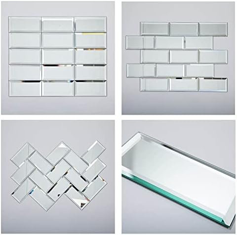 Peel and Stick Mirror Tiles, 3x6 Inch Beveled Mirror Subway Tile for Kitchen Backsplash Bathroom Wall 40 Pcs - Image 5
