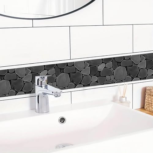 IVN Wallpaper Border Peel and Stick Wall Black Pebble Stone 4x196 Inch - Image 5
