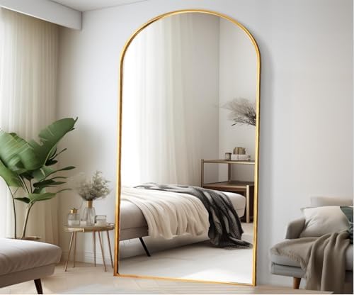 Rowjut Floor Full Length Mirror, Arched Mirrors Full Length 81"x41" Freestanding Large/with Aluminum Frame & Wall Mounted & Hanging or Leaning & Full Body Mirror for Bedroom, (Gold) by Rowjut