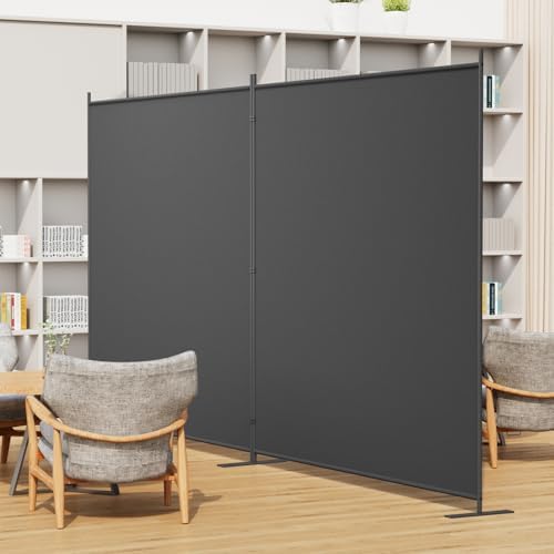 Helios&Hestia 2-Panel 6 ft Tall Indoor Folding Room Divider, Portable Privacy Screen, Freestanding Partition Separator, Temporary Wall Separation for Bedroom, Office, 142" W X 71" H, Dark Grey - Image 4