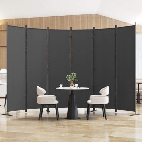 Helios&Hestia 6-Panel 6 ft Tall Indoor Folding Room Divider, Portable Privacy Screen, Freestanding Partition Separator, Temporary Wall Separation for Bedroom, Office, 120" W X 71" H, Dark Grey - Image 3