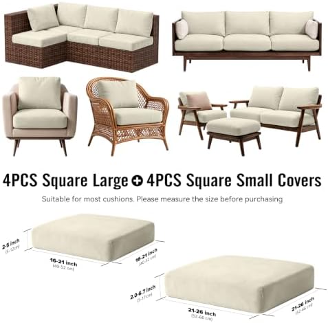 8Pcs Outdoor Cushion Covers, Stretch Patio Furniture Couch Chair Slipcovers - Image 2