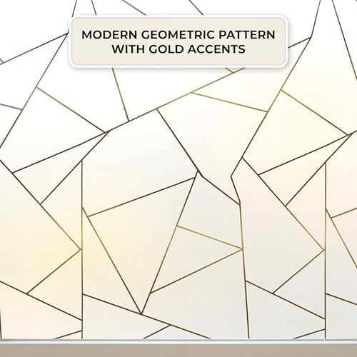 Privacy Window Film White Irregular Geometry, Non-Adhesive Glass Door Film Static Cling Window Covering Paper, UV Rejection/Heat Control/Easy Removable for Home Office Decoration,35 by 78.7In. - Image 2