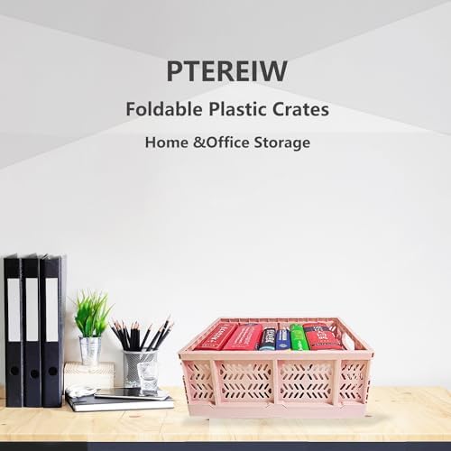 20L Foldable Crates, 4Pcs Plastic Crates Baskets for Home Office Storage. - Image 4