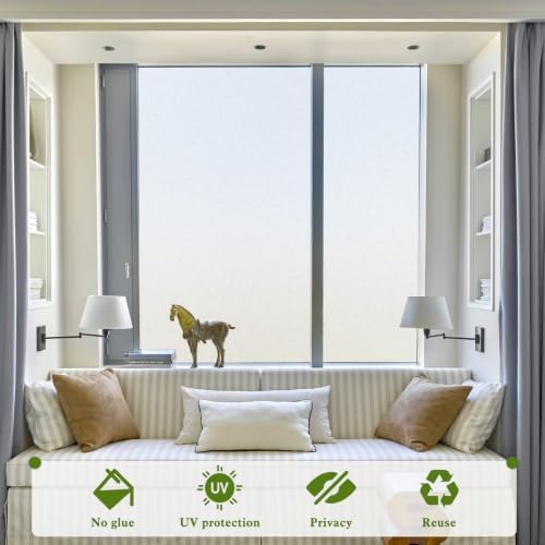 WPCTEV Frosted Glass Window Privacy Film, Static Cling, Pure, 35.4In x 16Ft - Image 3