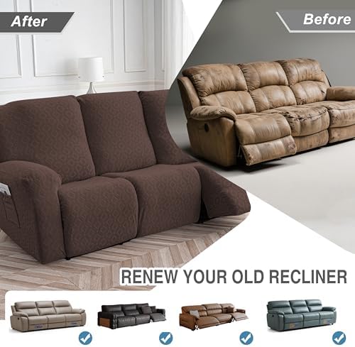 Gennia Waterproof Recliner Sofa Cover,3 Seat Couch Cover,Chocolate - Image 6