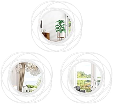 3 Pack Circle Mirror Wall Decorative Metal Wall Mirror, Art Small Round Wall Home Mirror, Decor Living Room Bedroom Bathroom Entryway 12" White by HLFMVWE