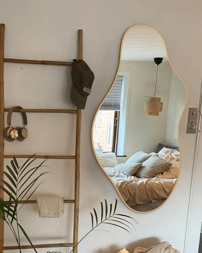 Irregular Wall Mirror 20"X 36" Asymmetrical Gold Bathroom Mirror Abstract Decorative Wall Hanging Mirror for Bedroom, Living Room, Bathroom, Entryway, Hallway by Unknown