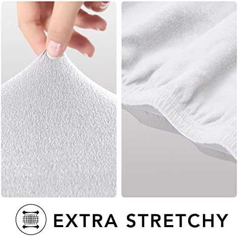 PureFit Stretch Oversized Couch Covers Fleece Sofa Slipcovers White - Image 4
