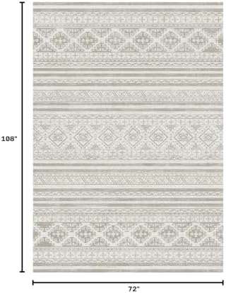 RUGSURE Washable Area Rugs 6' x 9' - 1/6 Thick - Moroccan-Inspired -Stain & Water Resistant Non-Slip - Resistant Rug for Living Room, Bedroom, Nursery, Pet & Child Friendly (Grey) - Image 2