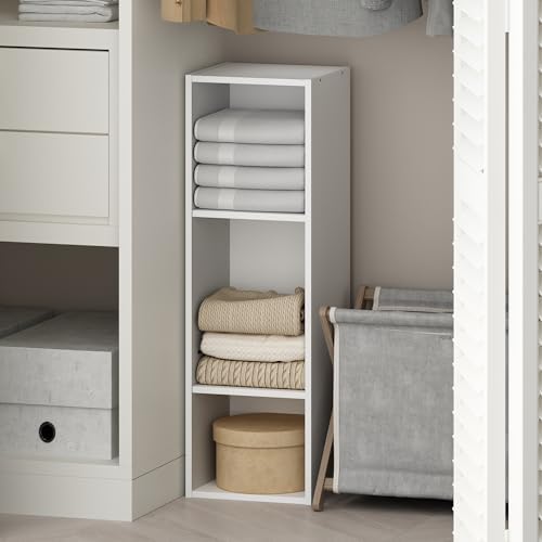 Furinno Reed 3-Tier Closet Organizers and Storage, Closet Organizer, Open Shelf Closet Storage, for Wardrobe, Bedroom, Living Room, 10-Inch Width, White by Furinno-FitsYourSpaceFitsYourBudget