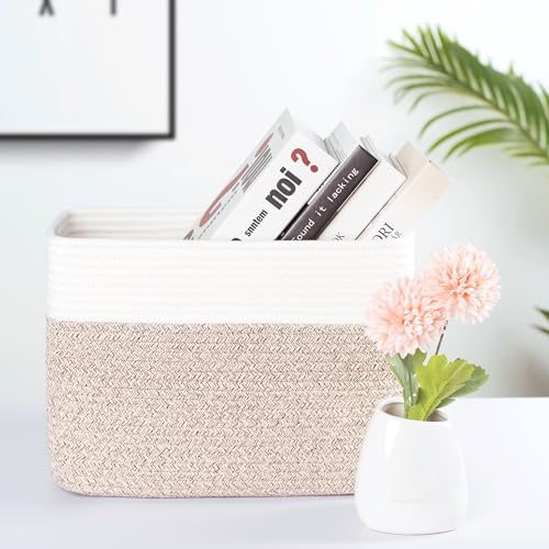 MINTWOOD Design 3-Pack Storage Baskets for Shelves, Playroom and Classroom Basket, Book Decorative Cube Bins, Woven Closet Organizers, Baby Nursery Baskets, Light Brown - Image 2