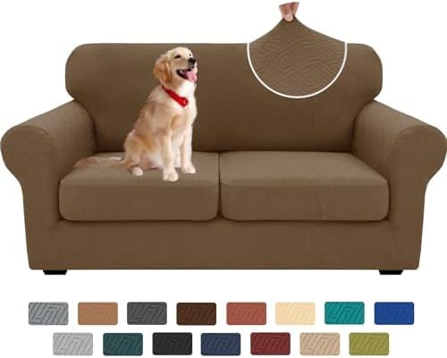 XINEAGE 3-Piece Stretch Loveseat Sofa Cover, Washable Couch Covers for Dog by XINEAGE