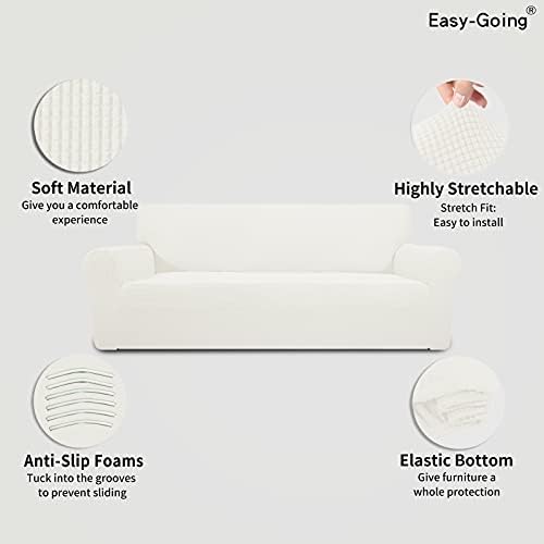 Easy-Going Stretch 4 Seater Oversized Sofa Couch Cover Cream - Image 4