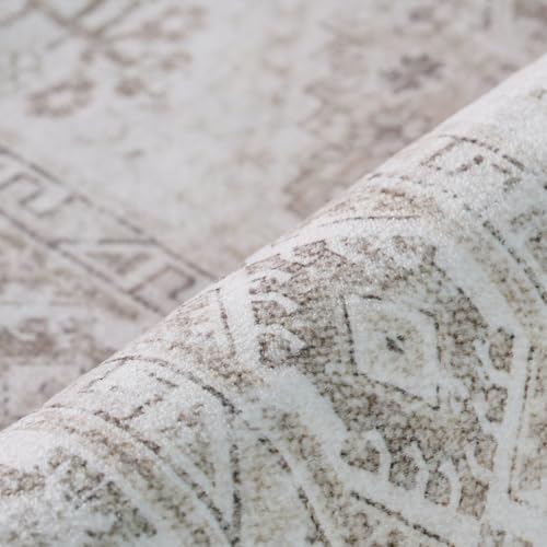10x14 Area Rug Washable Vintage: Non Slip Living Room Large Rugs Beige - Image 7