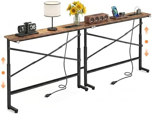78.8 Inch Behind Couch Table with 2 AC Outlet, Narrow Console Table by Unknown