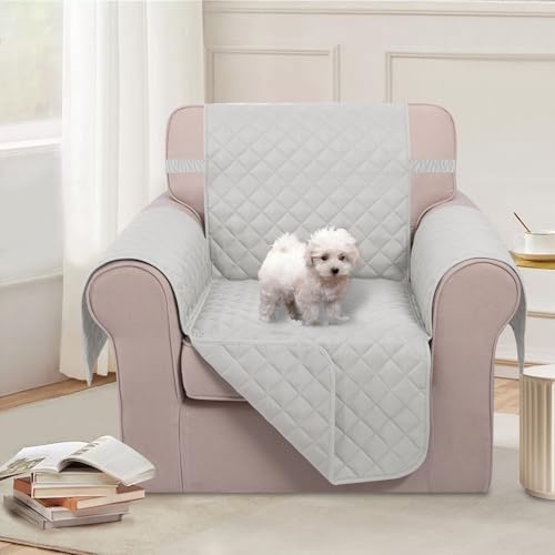 U-NICE HOME Reversible Recliner Chair Covers, Light Grey - Image 2