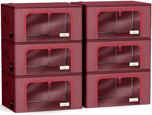 Sorbus Clothes Storage Bins, Clear Window & Handles (6 Pack, Pink) - Image 7