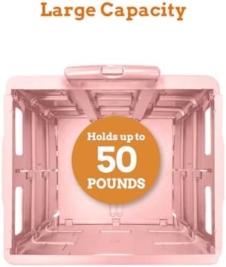 Inspired Living Ultra-Slim Rolling Collapsible Storage Pack-N-Roll Utility-carts, with Telescopic Handle, for Home, Garden, Shopping, Office, School use, Medium, Raspberry Pink - Image 6