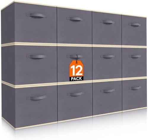 Lifewit Storage Cubes, 11 Inch Organizer Bins, 18L Gray, 12 Packs by Lifewit