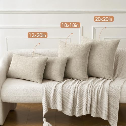 MIULEE Soft Chenille Throw Pillow Covers Light Taupe 20x20 Inch Pack of 2 - Image 5