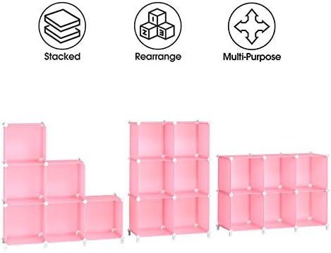 HOMIDEC 6-Cube Storage Shelf, Storage Bookcase Bookshelf with Metal Hammer, Storage Cubes Organizer Cabinet for Kids, Closet, Bedroom, Bathroom, (11.8x11.8x11.8 inch), Light Pink - Image 6