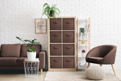 Sorbus Fabric Storage Cubes, 8 Pack, with Handles (Chocolate) - Image 2