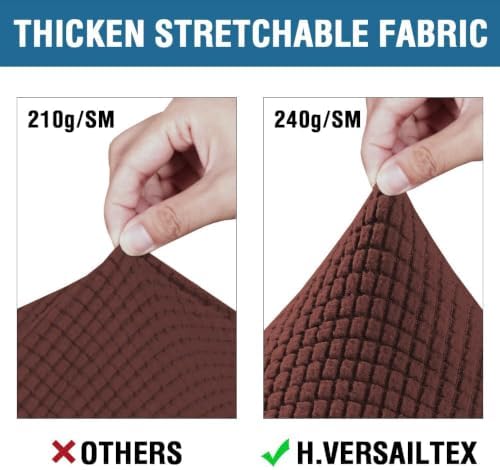 H.VERSAILTEX 4 Piece Stretch Sofa Covers for 3 Cushion Couch Covers for Living Room Furniture Slipcovers (Base Cover Plus 3 Seat Cushion Covers) Thicker Jacquard Fabric (Large Sofa, Burnt Brick) - Image 3
