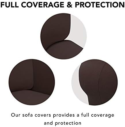 PureFit Stretch Loveseat Covers Fleece Couch Covers for Sofa Chocolate - Image 3