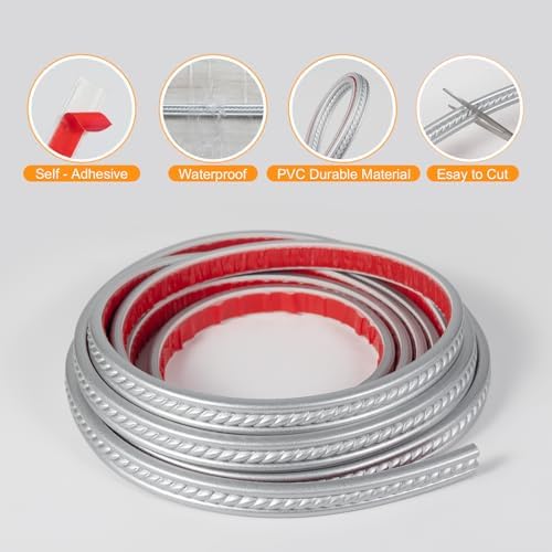 0.8" x 49.2FT Silver Peel and Stick Crown Molding 3-Pack - Self-Adhesive PVC Trim with Metallic Finish for Walls, Mirrors & Decor - Image 3