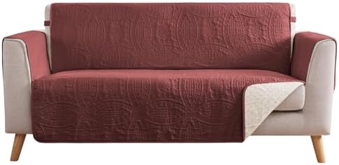 Red Loveseat Covers for 2 Cushion Couch, Water-Repellent Covers for Love Seat Sofa, Machine Washable Quilted Couch Covers, Pet Friendly Sofa Slipcovers (Loveseat 48", Red) by Pamhaven