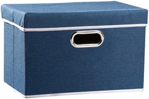 PRANDOM Collapsible Storage Bin with Lid [1-Pack] Fabric Foldable Storage Box Organizer Container Basket Cube with Cover for Home Bedroom Closet Office Nursery Royal Blue(14.9x9.8x9.8) by Prandom