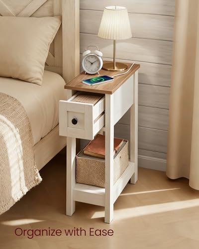 VASAGLE 2-Tier End Side Table, Small Accent Nightstand with Storage Drawer - Image 2
