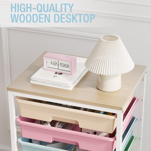 Rolling Storage Cart, Rainbow Cart with 8 Drawers and Wooden Tabletop, Teacher Organization for Classroom, Art Cart for Classroom,Office,Bedroom,Rainbow - Image 6