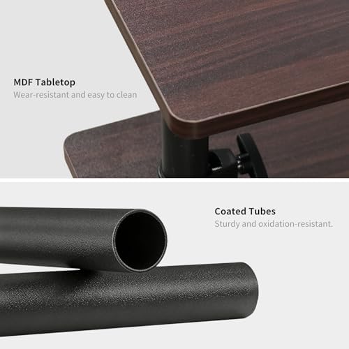 Rolling Side Table with Wheel for Living Room, Adjustable Height Swivel End Table for Different Seating Types, Ideal for Couch, Sofa, Recliner and Living Room, Black Walnut-Look - Image 6
