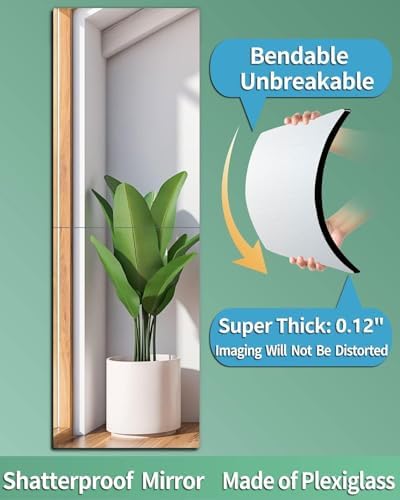 Unbreakable Acrylic Full Length Mirror for Wall Mounted, Full Body Mirror for Kids, Flexible Plastic Safe Shatterproof, 2 PCS 24 x 14 Inches, Workout Mirrors Tiles for Home Gym, Bedroom Over The Door - Image 6