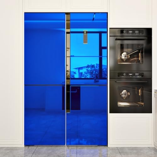 WESTICK Blue Mirror Stickers for Walls Self Adhesive Mirror Wallpaper Peel and Stick Wall Sticker Mirrored Contact Paper for Appliance Countertops Refrigerators Kitchen Cabinets 24"x118" - Image 5