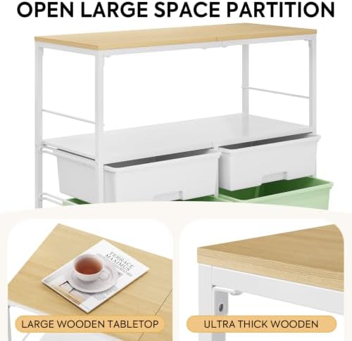 APEXCHASER Rolling Storage Cart with 8 Large Drawers, Wooden Tabletop - Image 4