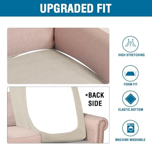 H.VERSAILTEX Super Stretch Individual Chaise Cover Sectional Couch Covers for L Shaped Sofa Both Left/Right Featuring Thick Jacquard Textured Twill Fabric (1 Piece Chaise Cover Large, Island Fossi) - Image 6