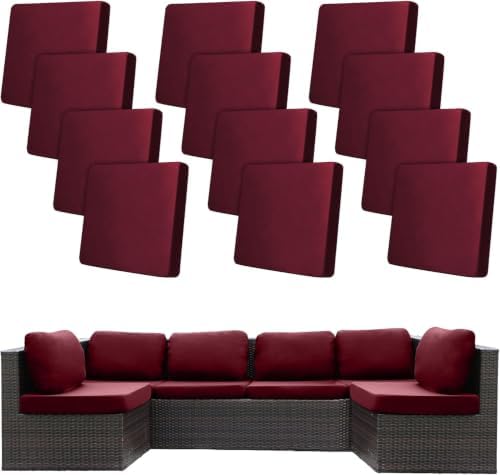 12 Pcs Outdoor Cushion Covers, Patio Sofa Cushion Covers Replacement by BIETYONE